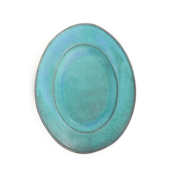 Turquoise Oval Matte Plate - Japan